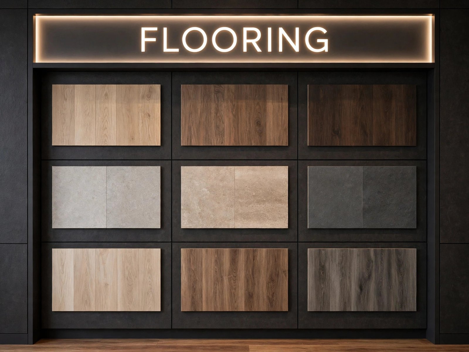 Flooring samples on display
