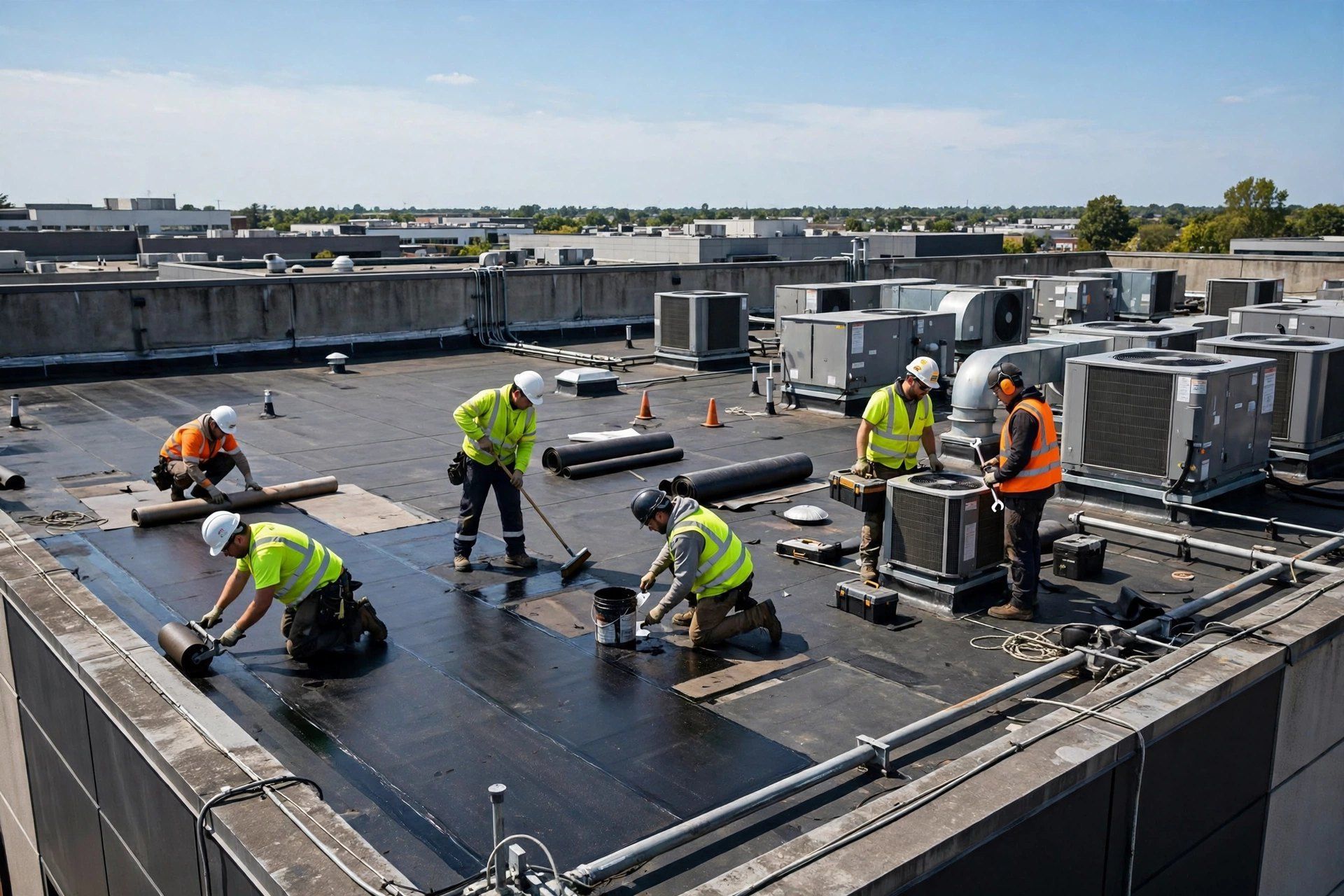 Instalación de techo plano comercial en New Jersey