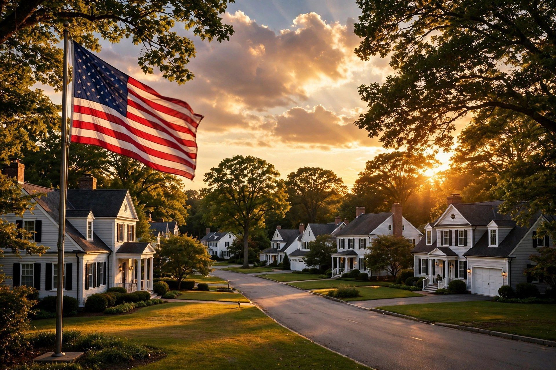 Vecindario de New Jersey con la bandera de Estados Unidos, Stuart Home Improvement